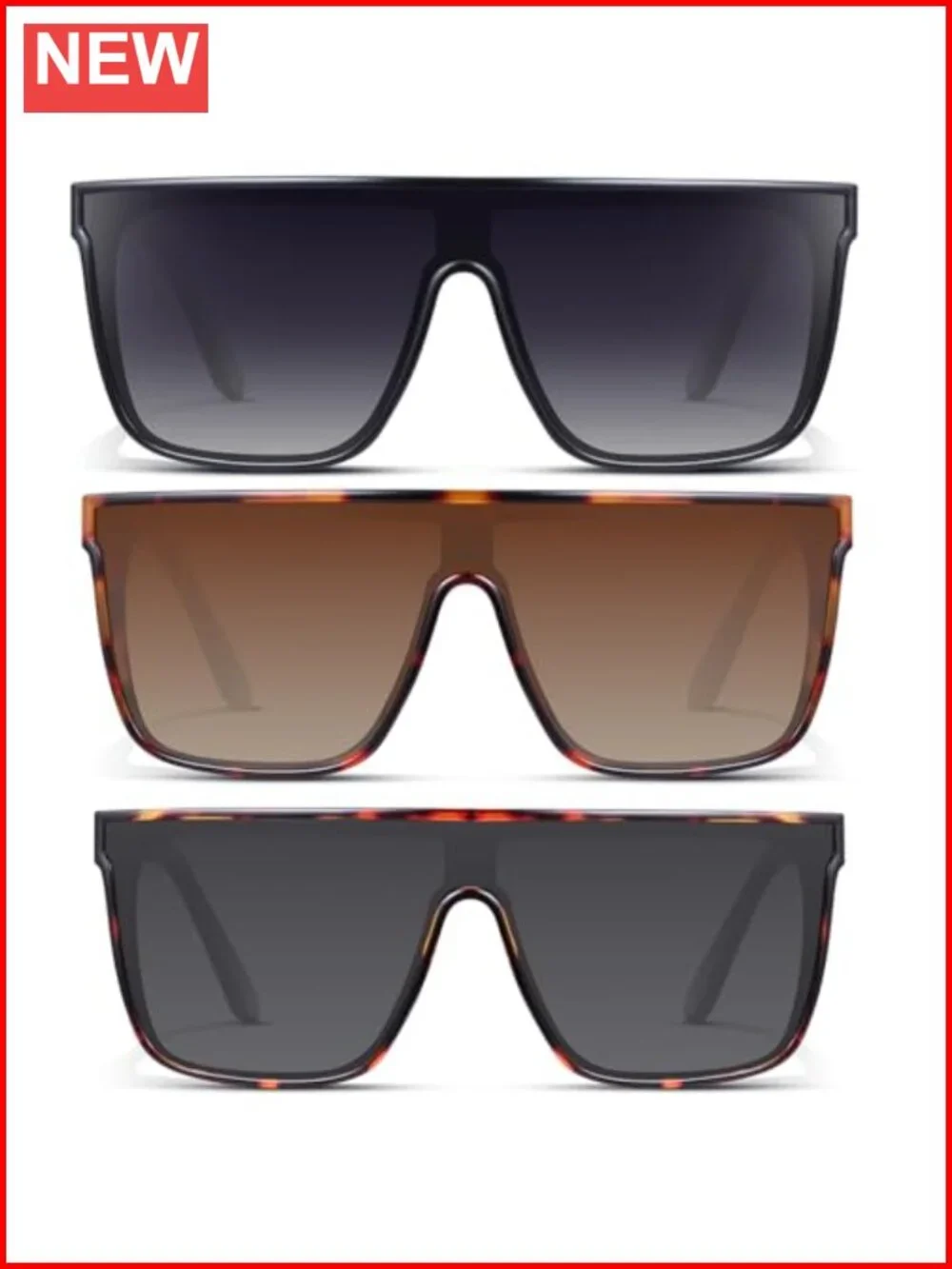 Vintage Oversized Square Sunglasses Women UV Protection Integrated Lens Retro